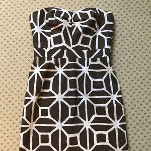Trina Turk brown & white strapless dress size 4